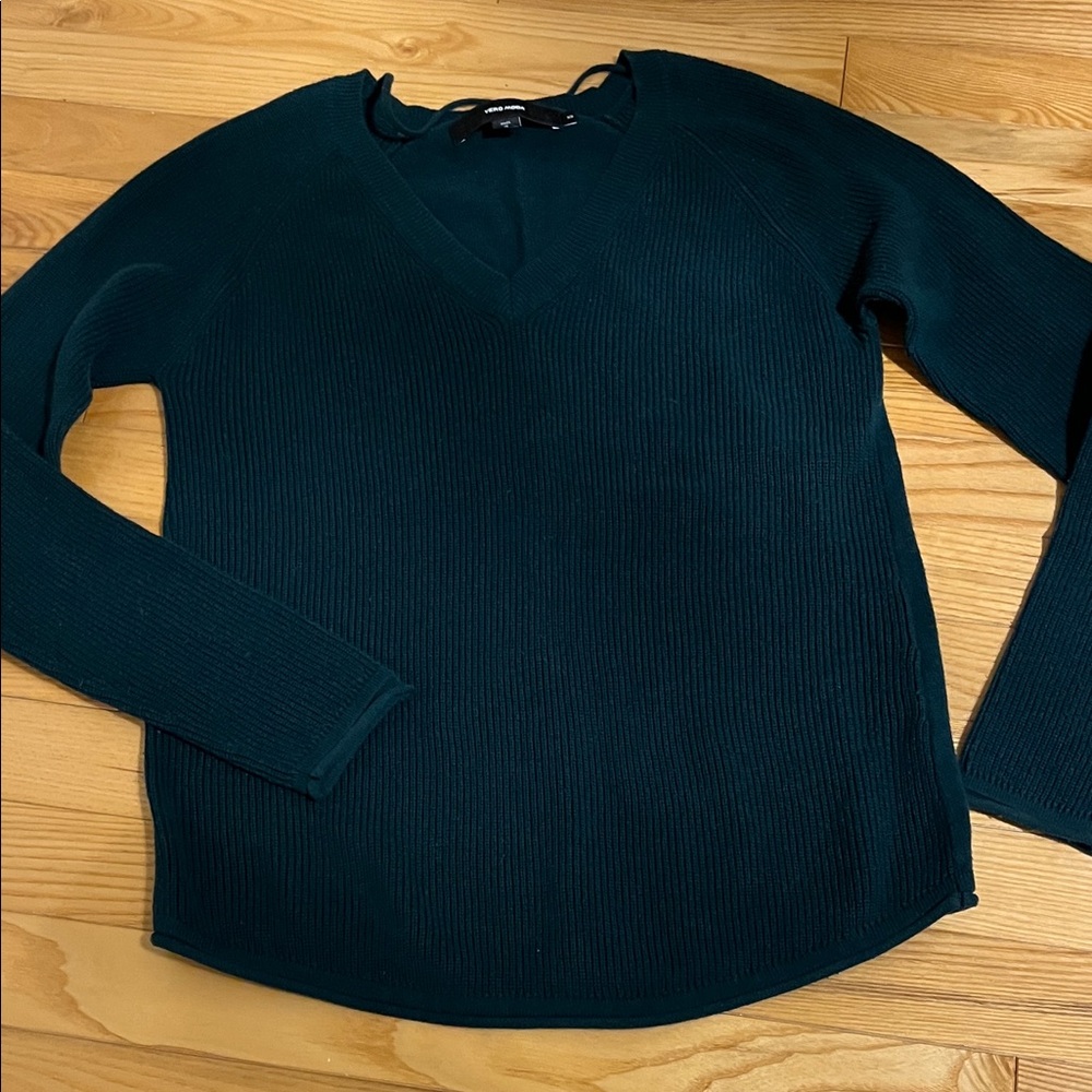 Vero Moda Deep Green V-Neck Sweater